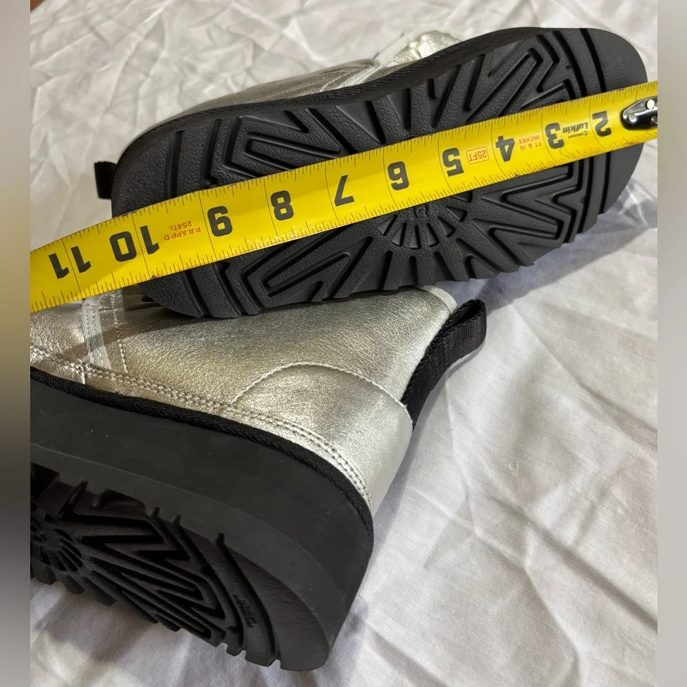 UGG Metallic Silver Boots with Black Sole